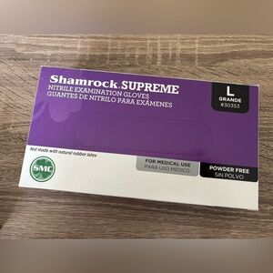 Box 100 Shamrock Supreme Blue Nitrile Examination Gloves Powder Free Size Large